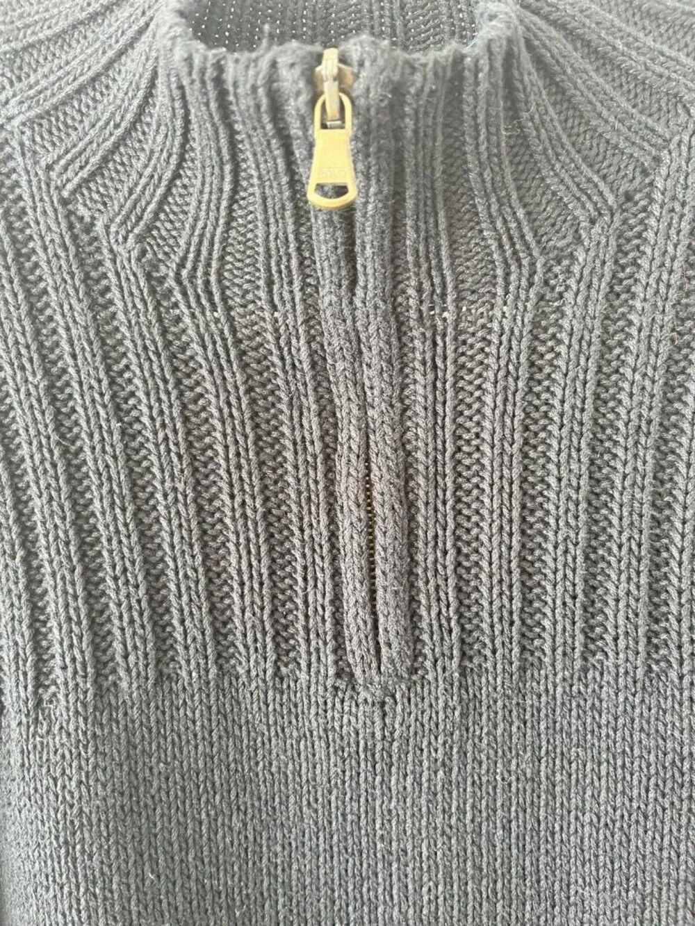 Polo Ralph Lauren navy blue cotton/linen blend 1/4 zip pullover  men’s L preppy